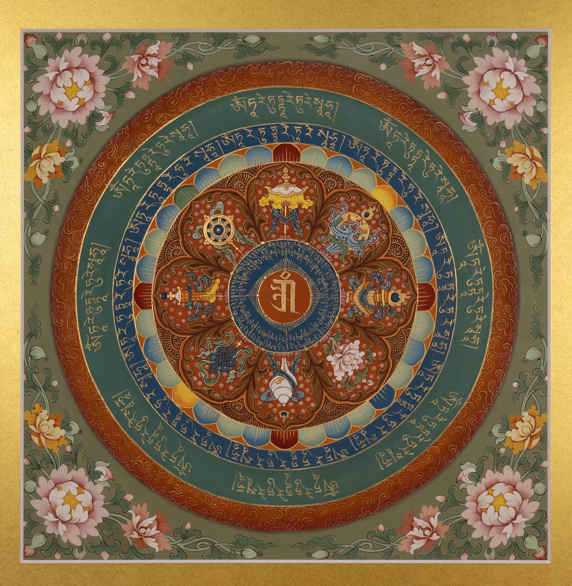 六字真言・八吉祥曼荼羅（綠），作品編號 010